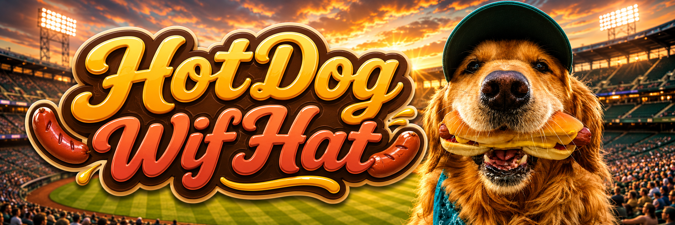 Hot Dog Wif Hat community banner — golden retriever at the ballgame
